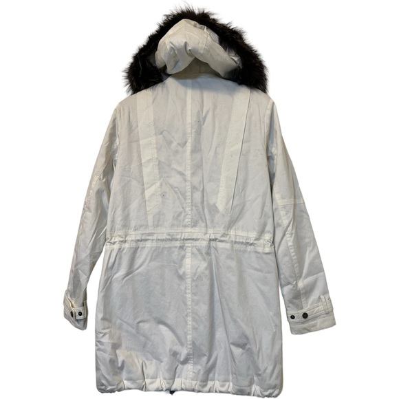 VINCE FUR HOODED WHITE JACKET SIZE SMALL - Picture 4 of 7